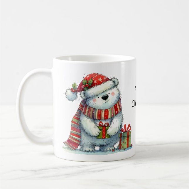 Cute Christmas Polar Bear  Coffee Mug (Left)