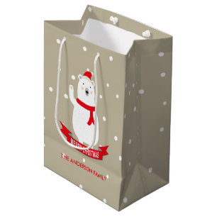 Cute Christmas Polar Bear Customisable Medium Gift Bag