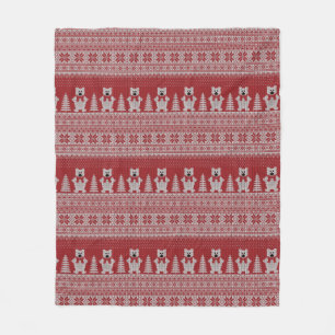Cute Christmas Polar Bear Fleece Blanket