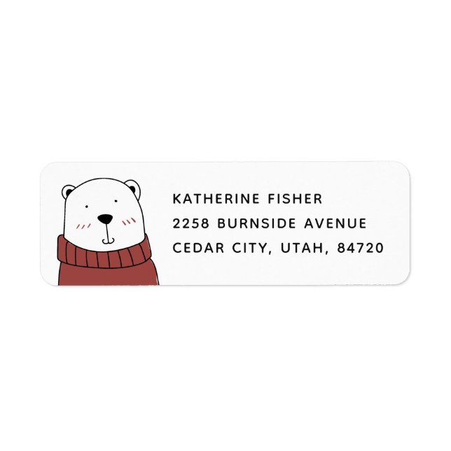 Cute Christmas polar bear. Funny winter animal (Front)