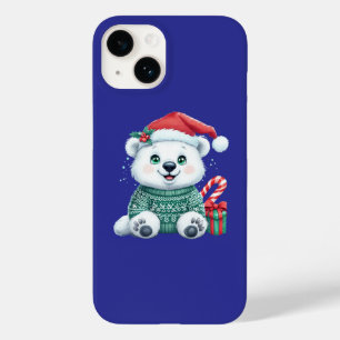 Cute Christmas Polar Bear in Festive Sweater Case-Mate iPhone 14 Case