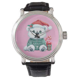 Cute Christmas Polar Bear in Festive Sweater Watch