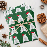 Cute Christmas Polar Bear Santa Hat Kids Green Wrapping Paper Sheet<br><div class="desc">Cute polar bear Christmas wrapping paper in beautiful green. This pretty animal looks very cute in a holiday red Santa hat with a little smile.</div>