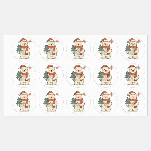 Cute Christmas Polar Bear Scandinavian Winter  (Sheet)