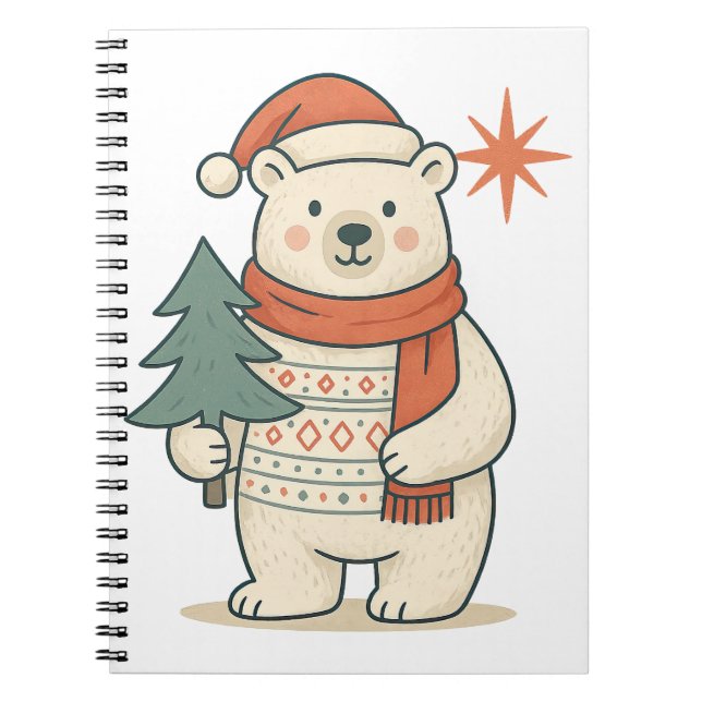 Cute Christmas Polar Bear Scandinavian Winter  Notebook (Front)