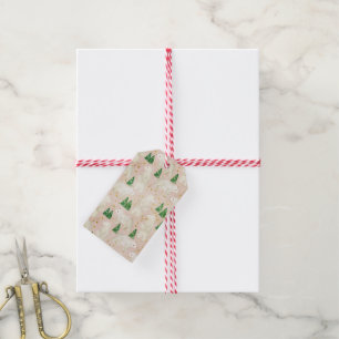 Cute Christmas Polar Bears in Evergreen Forest Gift Tags