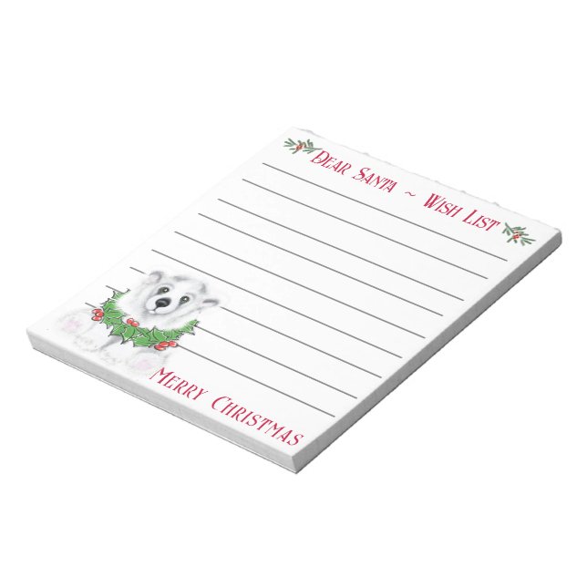 Cute Christmas Pole bear, Santa’s wish list   Notepad (Rotated)