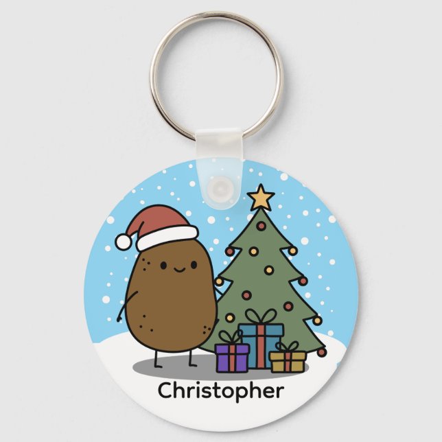 Cute Christmas Potato Custom Key Ring (Front)