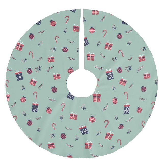 Cute Christmas Presents Ornaments Pattern Brushed Polyester Tree Skirt (Front)