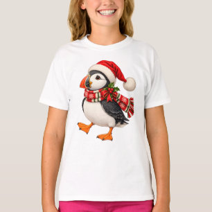 Cute Christmas Puffin Santa Festive Holiday Bird T-Shirt