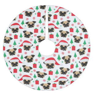 Cute Christmas Pug Brushed Polyester Tree Skirt