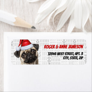 Cute Christmas Pug Dog Return Address