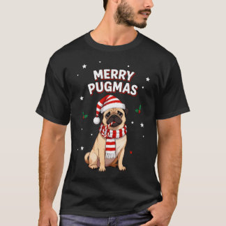 Cute Christmas Pug Puppy Merry Pugmas Funny Xmas T-Shirt