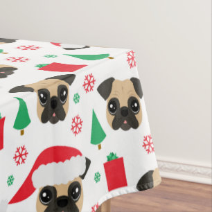 Cute Christmas Pug Tablecloth