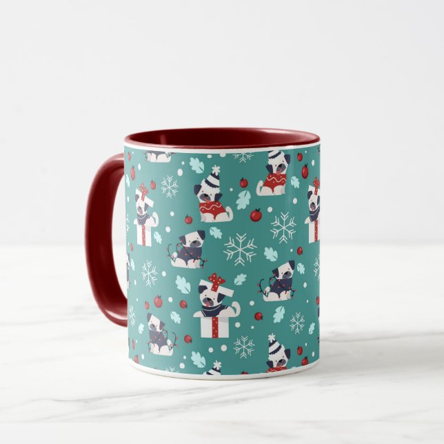 Cute Christmas Pugs Mug (Front Left)