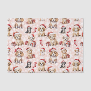 Cute Christmas Puppies and Stockings Tissue Paper