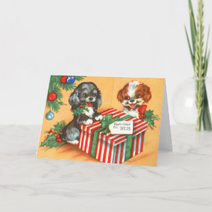 Cute Christmas Puppies Holiday Card