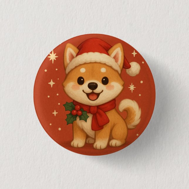 Cute Christmas Puppy 3 Cm Round Badge (Front)