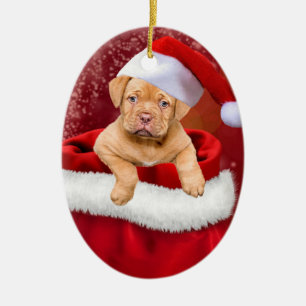 Cute Christmas Puppy Ceramic Tree Decoration