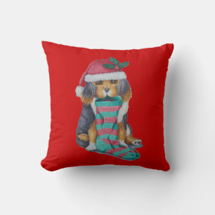 cute christmas puppy dog illustration art cushion