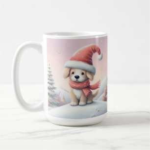 Cute Christmas puppy in santa hat Coffee Mug