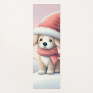 Cute Christmas puppy in santa hat Yoga Mat