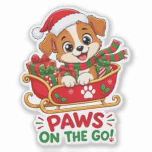 Cute Christmas Puppy in Sleigh