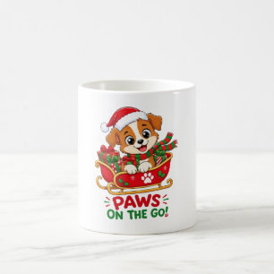 Cute Christmas Puppy in Sleigh Coffee Mug