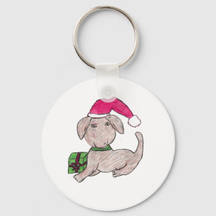 Cute Christmas Puppy  Key Ring