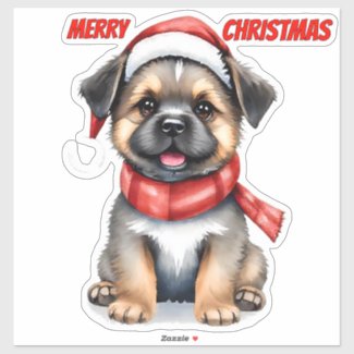 Cute Christmas Puppy Sticker | 
