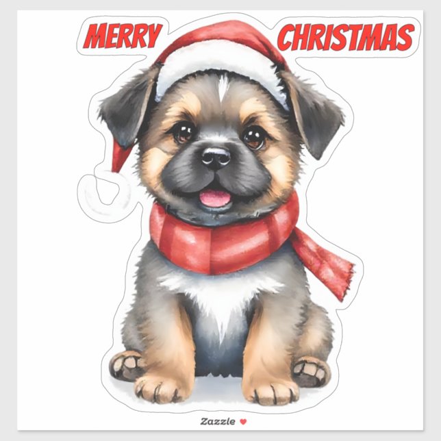 Cute Christmas Puppy Sticker | "Merry Christmas" (Sheet)