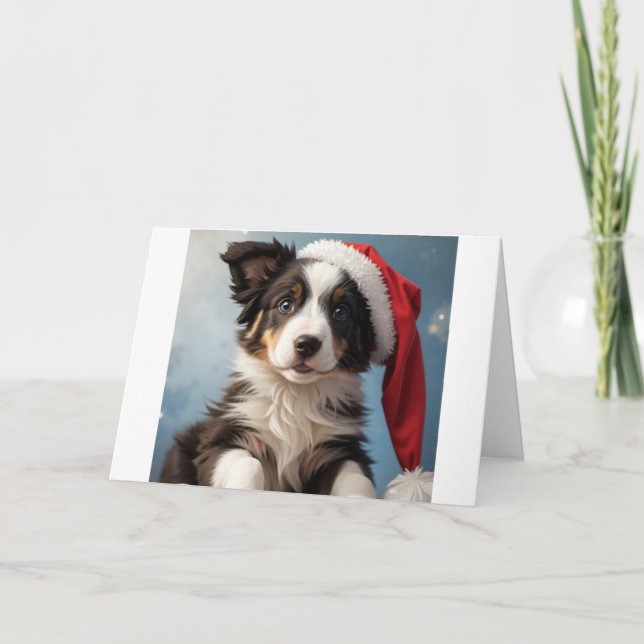 Cute Christmas Puppy Thank You Card (Front)