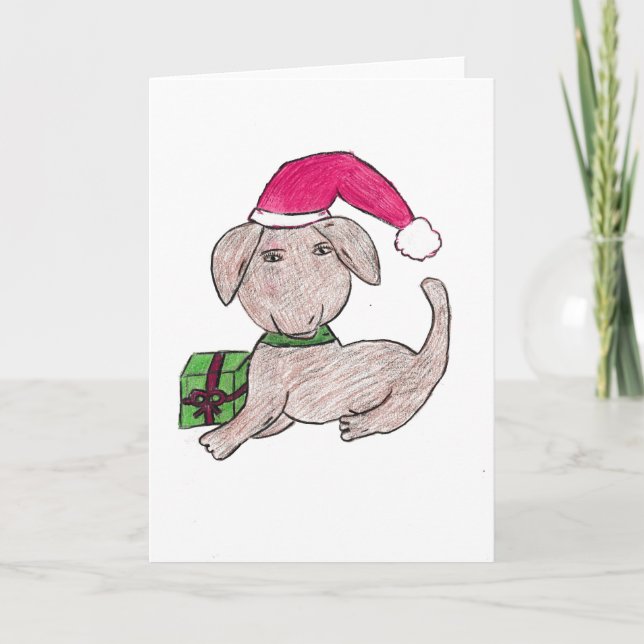 Cute Christmas Puppy  Thank You Card (Front)