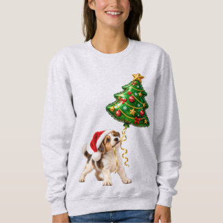 Cute Christmas Puppy with Tree Balloon Sweatshirt