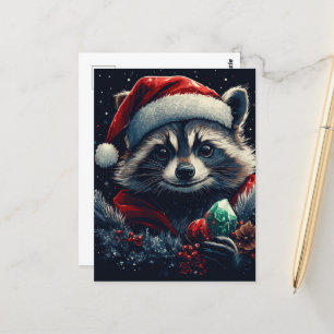 Cute Christmas Raccoon Postcard