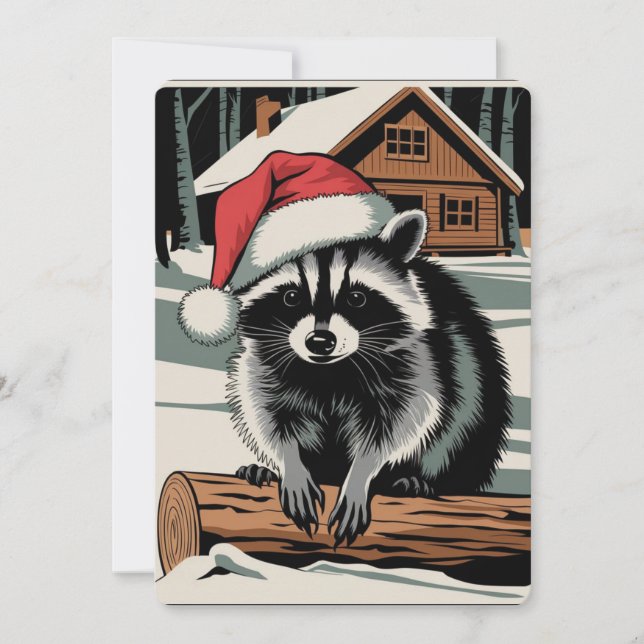 Cute Christmas Racoon Holiday Card (Front)