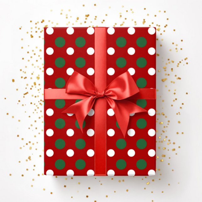 Cute Christmas Red Green Polka Dots Pattern Wrapping Paper (Cute Christmas Red Green Polka Dots Pattern Wrapping Paper)