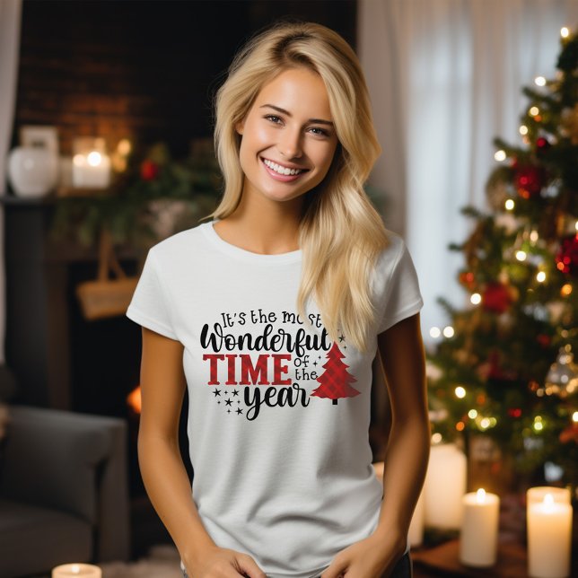 Cute Christmas Red Most Wonderful Time Women's T-Shirt (Cute Christmas Red Most Wonderful Time Women's T-Shirt)