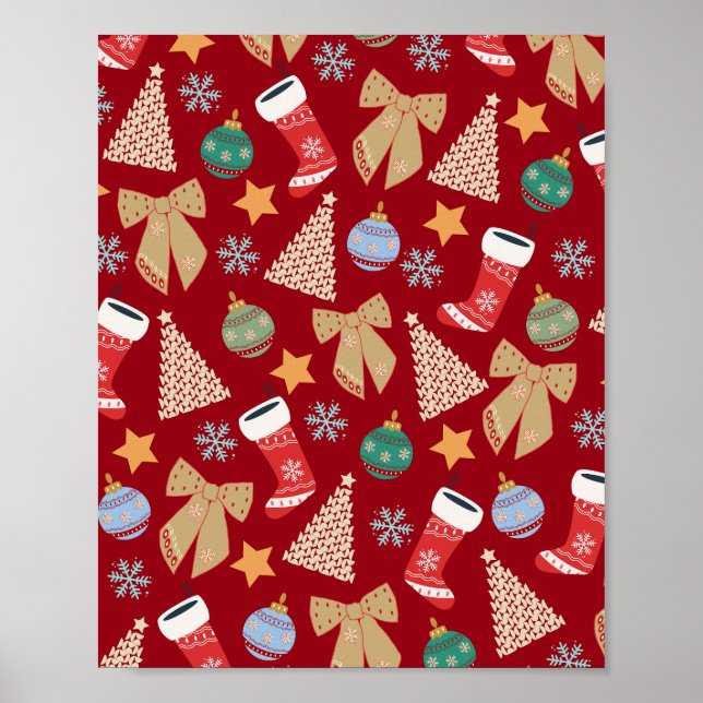 Cute Christmas Red Poster (Front)