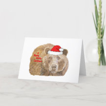 Cute Christmas Red Realistic Bear Drawing