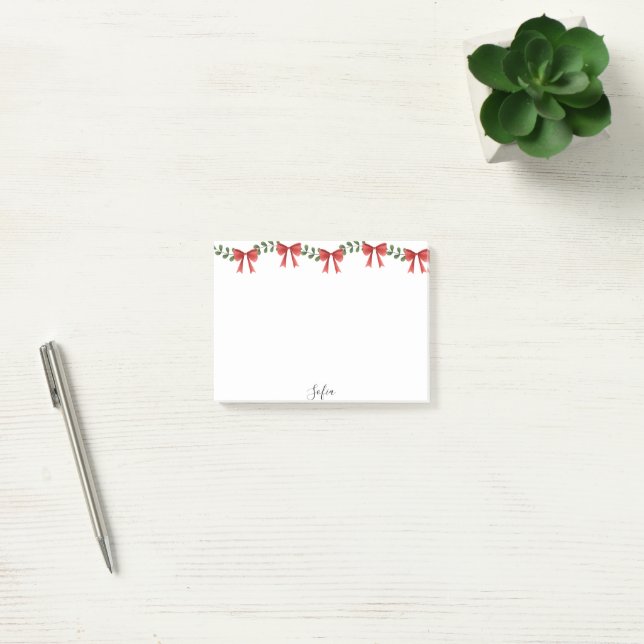 Cute Christmas Red Ribbon  Post-it Notes (Office)