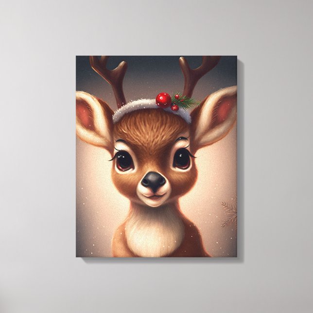 Cute Christmas Reindeer  Canvas Print (Front)