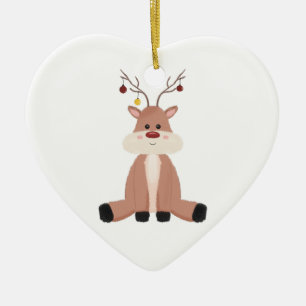 Cute Christmas Reindeer Ceramic Tree Decoration