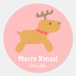 Cute Christmas Reindeer Classic Round Sticker