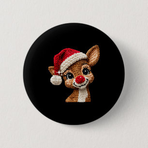 Cute Christmas Reindeer Crocheting Funny Gift Men, 6 Cm Round Badge