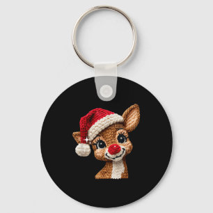Cute Christmas Reindeer Crocheting Funny Gift Men, Key Ring