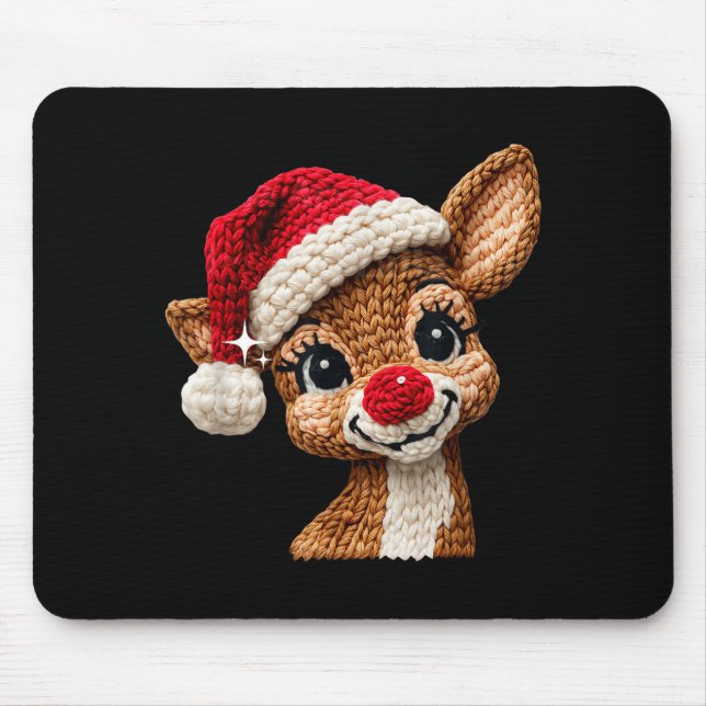 Cute Christmas Reindeer Crocheting Funny Gift Men, Mouse Mat (Front)