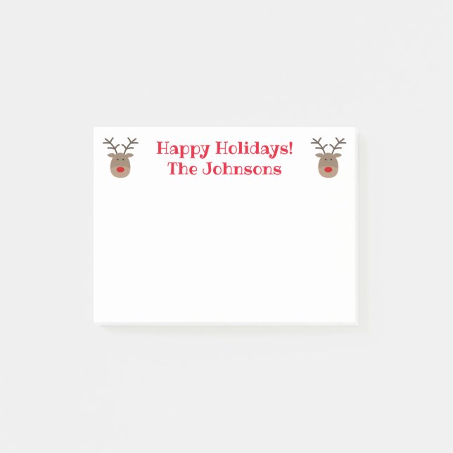 Cute Christmas reindeer custom Holiday Post-it Notes (Front)