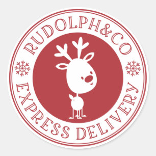 Cute Christmas Reindeer Express Delivery Classic Round Sticker