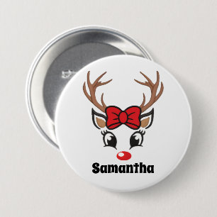 Cute Christmas Reindeer Face 7.5 Cm Round Badge